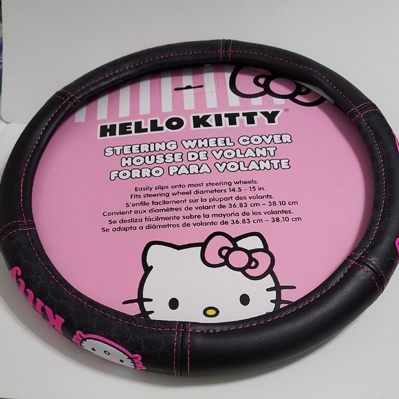 Hello Kitty Accessories - Hello Kitty Pink and Black Steering Wheel Cover
